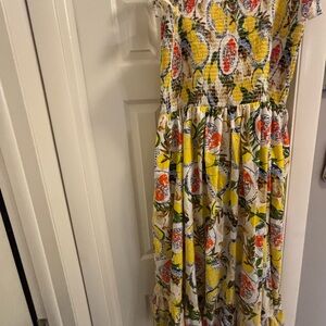 Vibrant Lemon Print Kids Dress